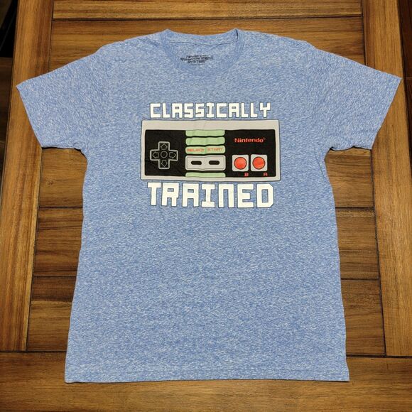 Nintendo Entertainment System SS Blue Unisex Tee "Classically Trained" - Large - Picture 2 of 4